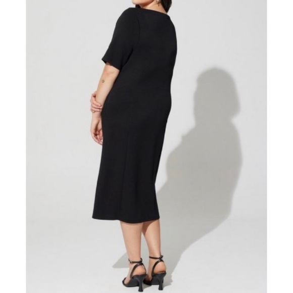 🆕 Black Midi Studio Cupro Bodycon Dress 1 1X 1416 NWT Torrid New! Outfit - Picture 3 of 5